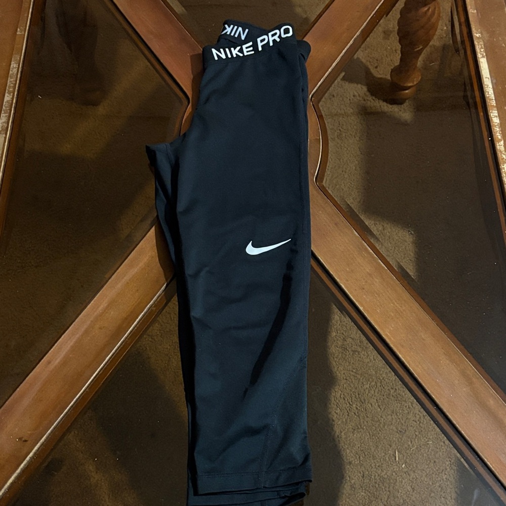 Nike Kids Pro Black Leggings with White Swoosh